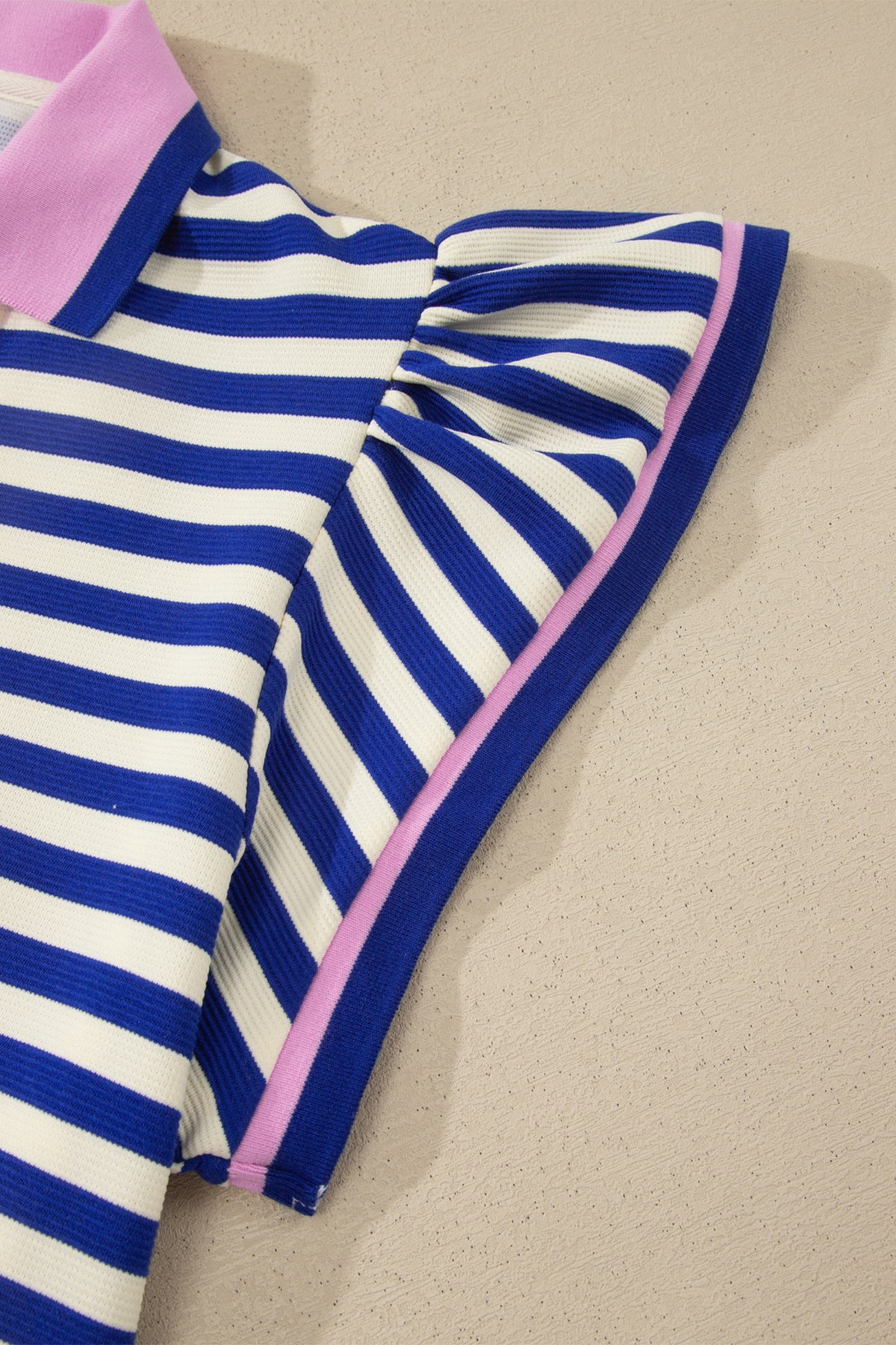 Dark Blue Striped Shift Dress Color-Block V-Neck Short-Sleeve Casual Summer
