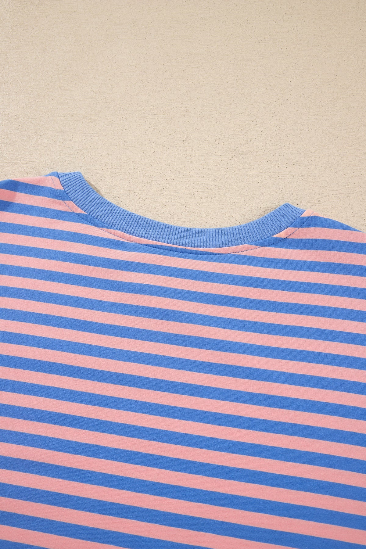 Women's Blue Stripe Long-Sleeve Relaxed Pullover Mini Skort Two-Piece Set