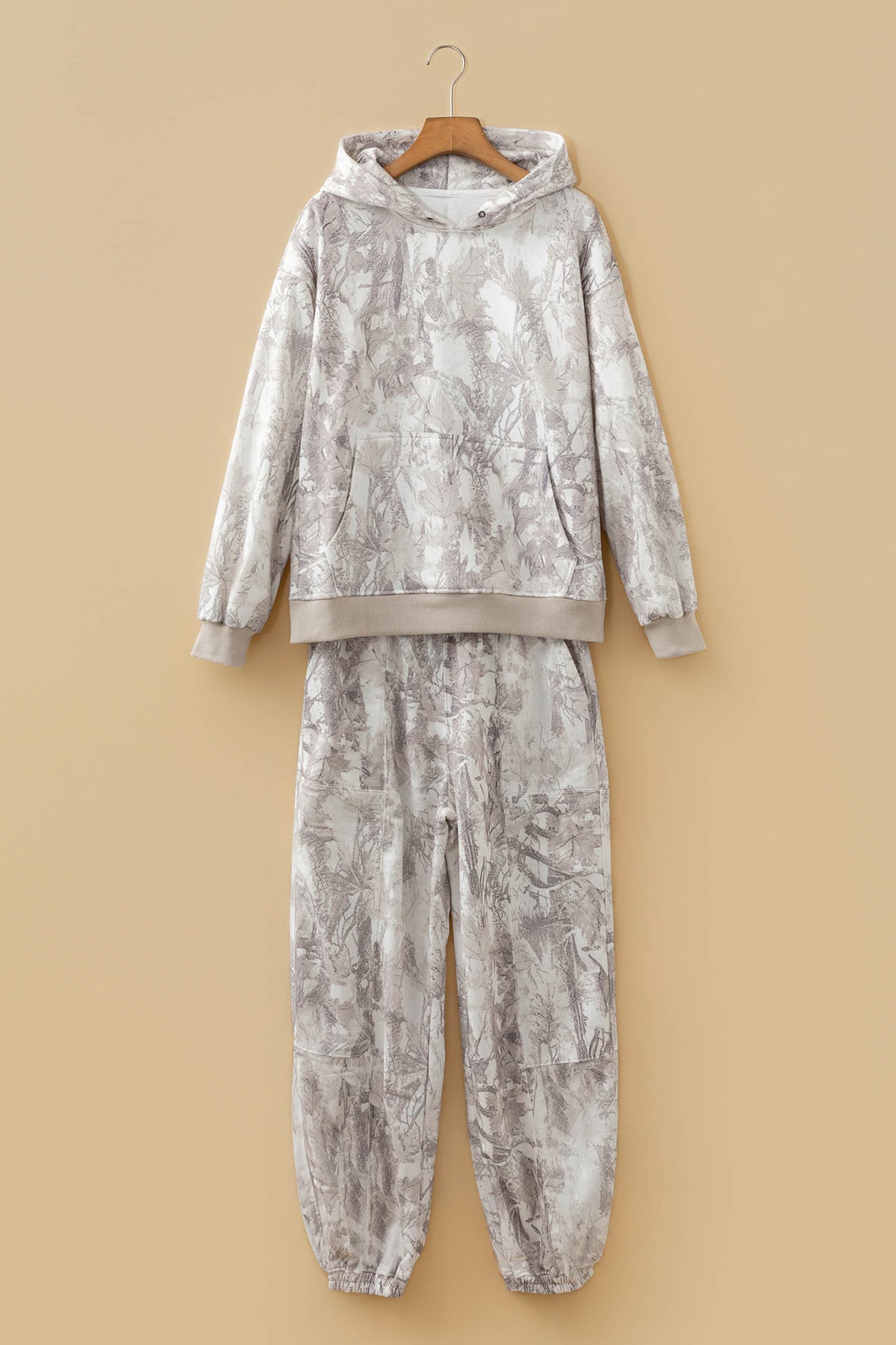 Women's Multicolour Abstract Print Long-Sleeve Elastic Waist Pants Set