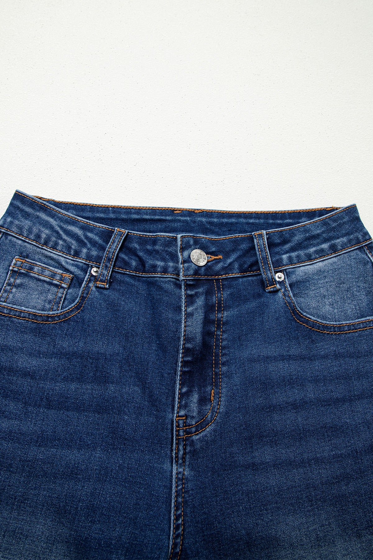Sky Blue Chic Seam Raw Hem Ankle Length Jeans