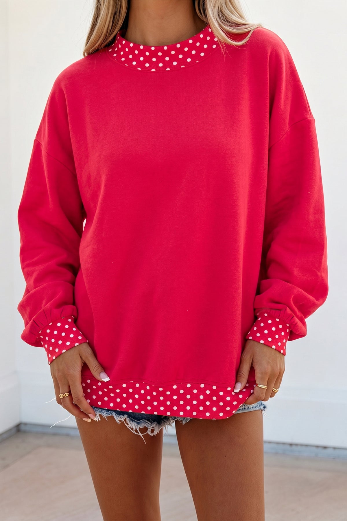 Tillandsia Purple Polka Dot Oversized Sweatshirt