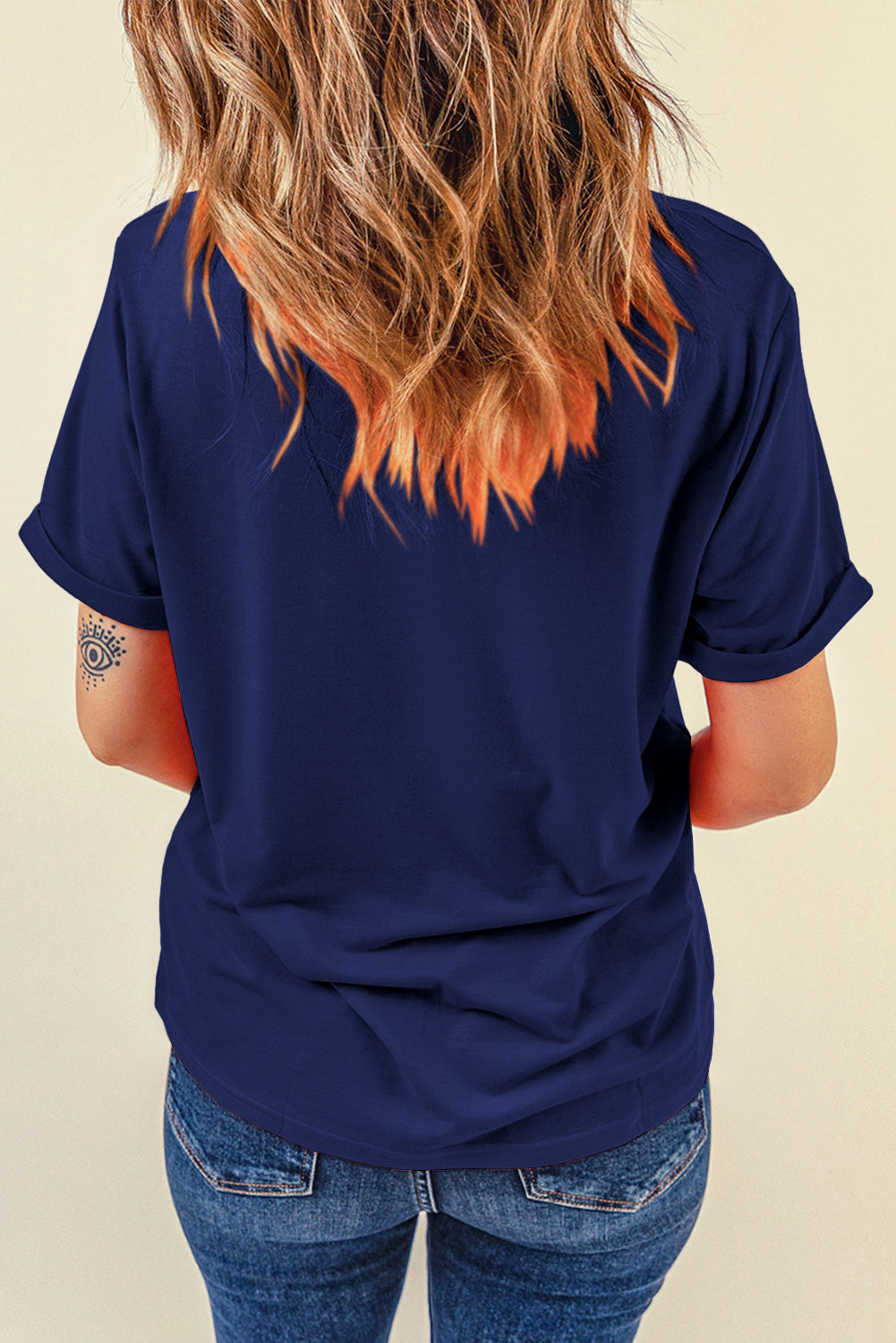Blue USA Graphic July 4th Crew Neck T-Shirt