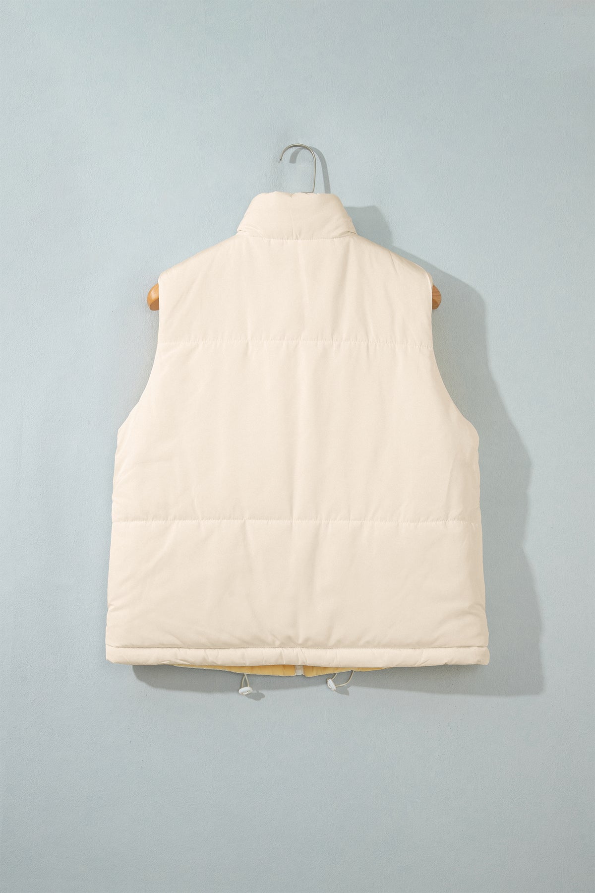 Parchment Reversible Double Wear Color Stand Neck Zip Pocket Quilted Vest