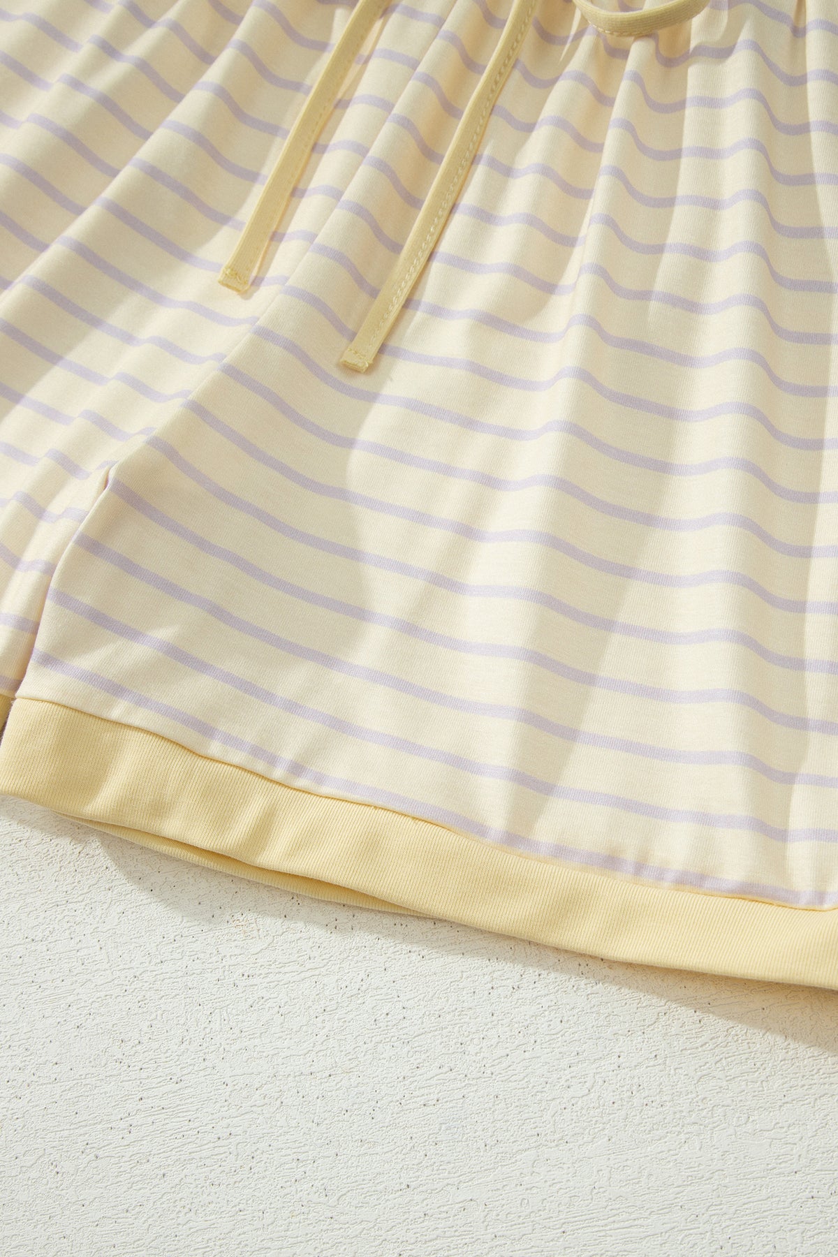 Women's Yellow Stripe Relaxed Tee Shorts Two-Piece Outfit Set