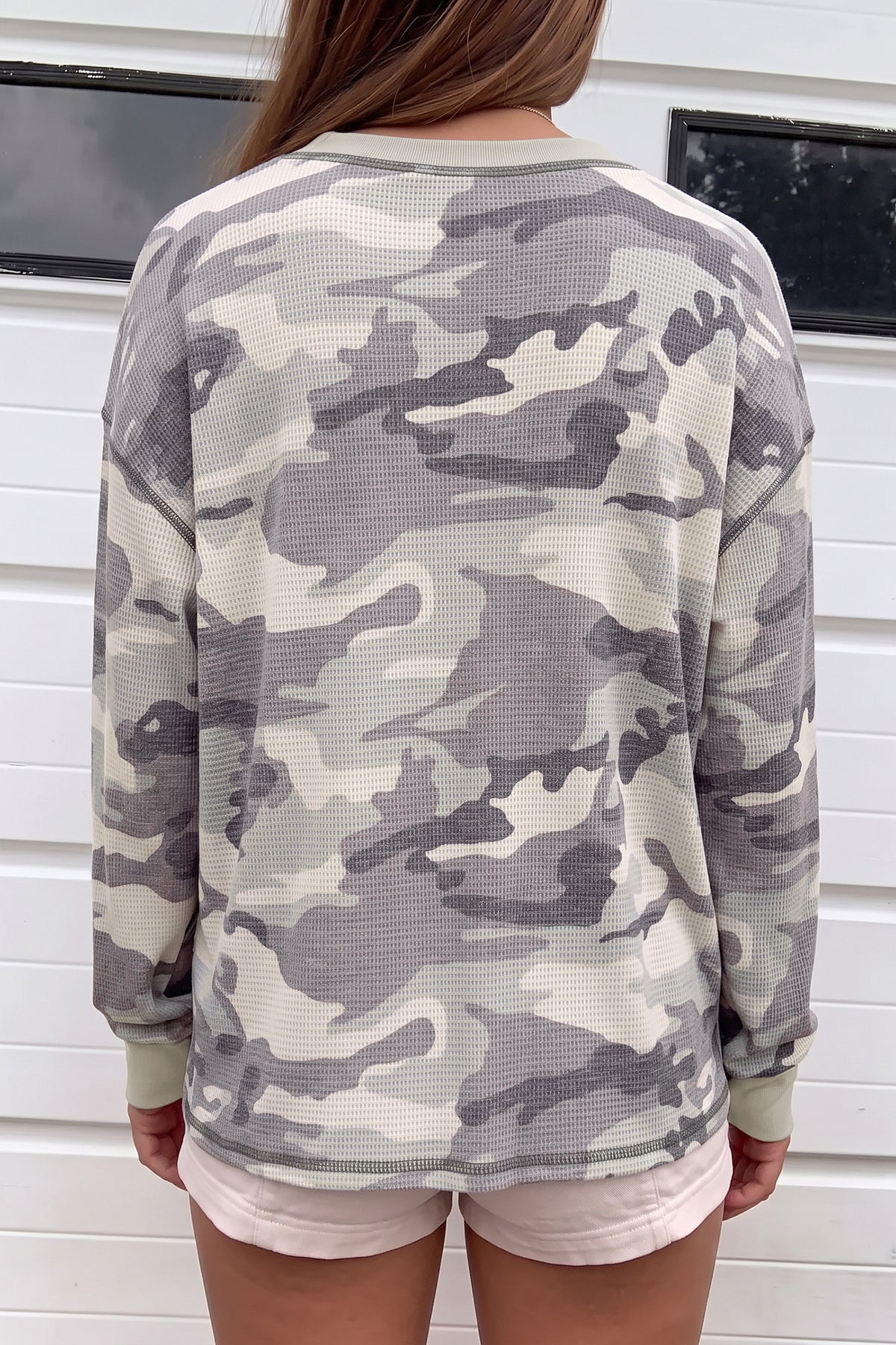 Multicolour Western Camo Textured Knit Top