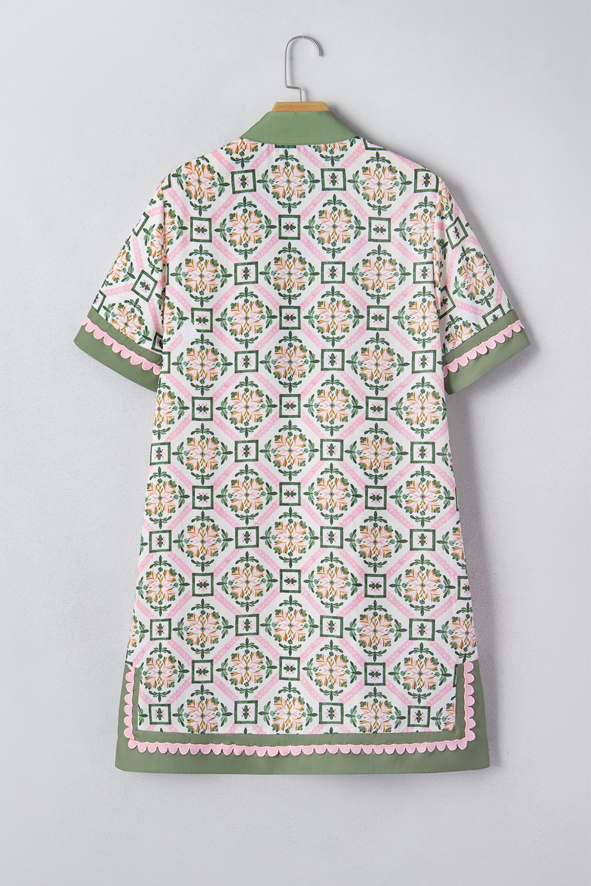 Multicolour Boho Geometric Flower Print Short Sleeve Mini Dress