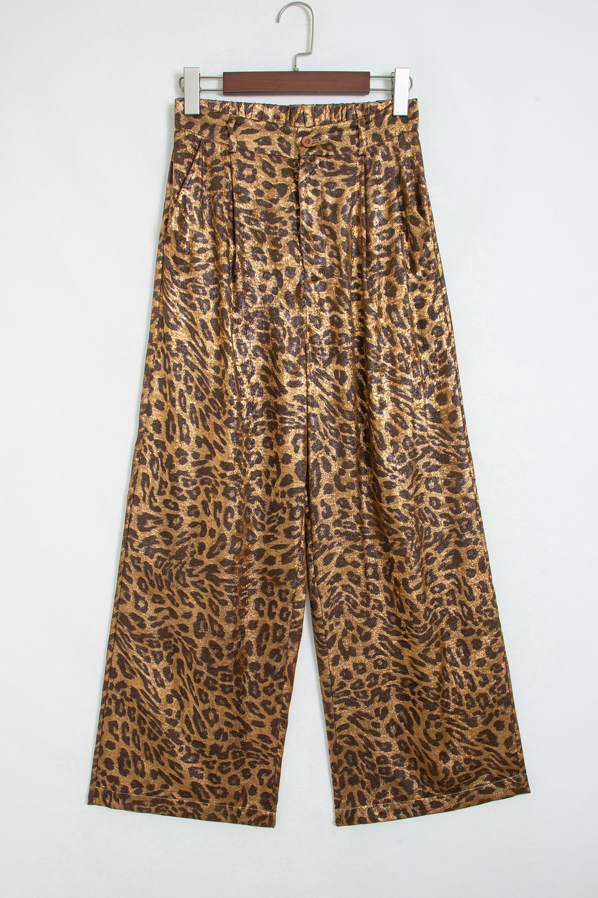 Multicolour Leopard Print Western Style Wide Leg Full-Length Pants