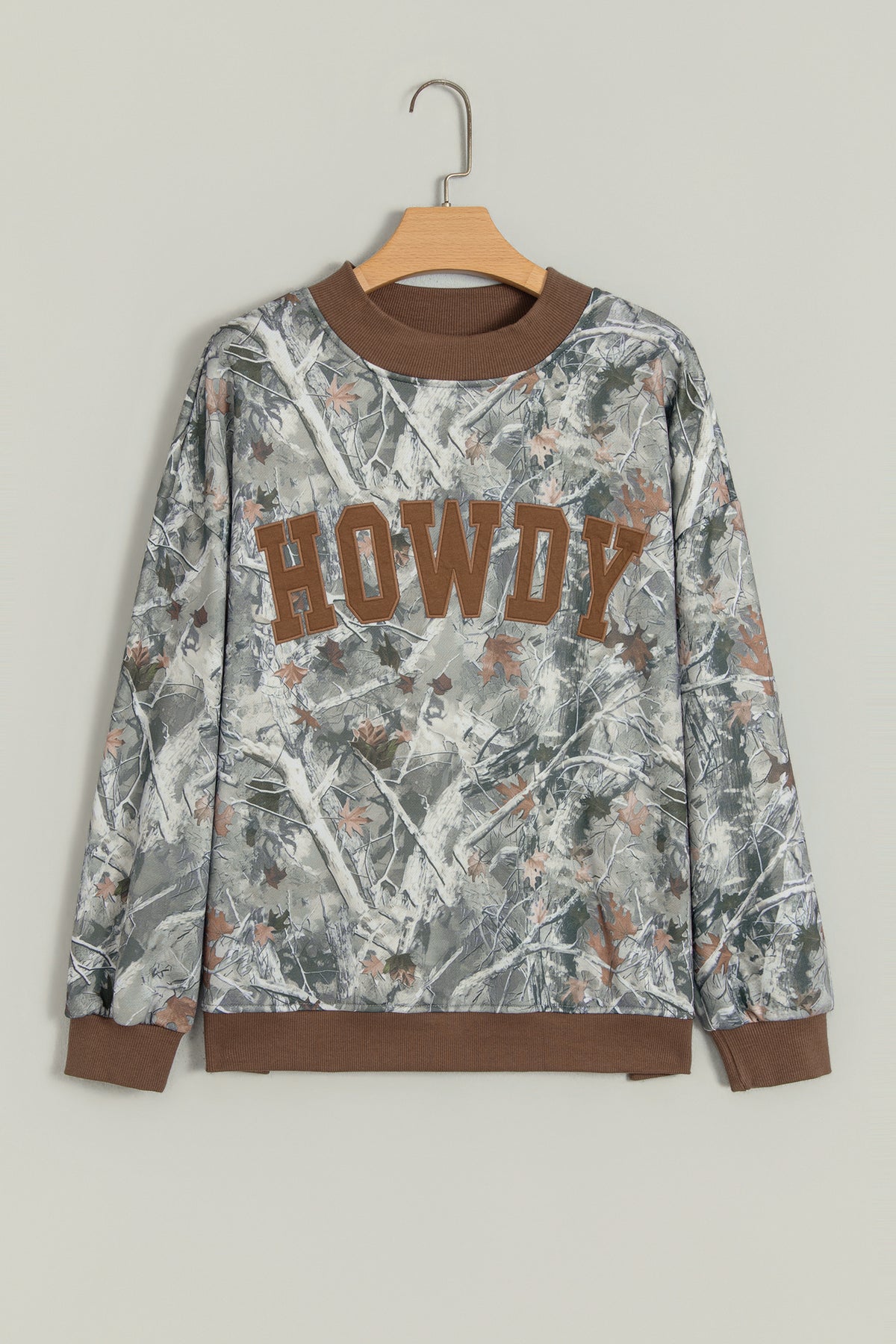 Beige Western Mallard Letter Print Sweatshirt