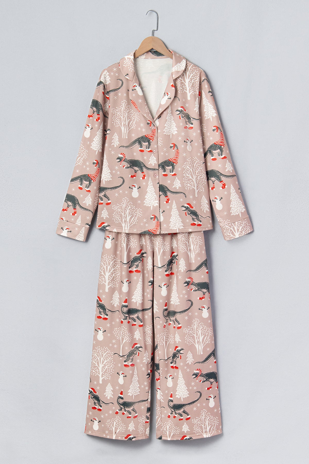 Brown Abstract Print Long Sleeve Lounge Set