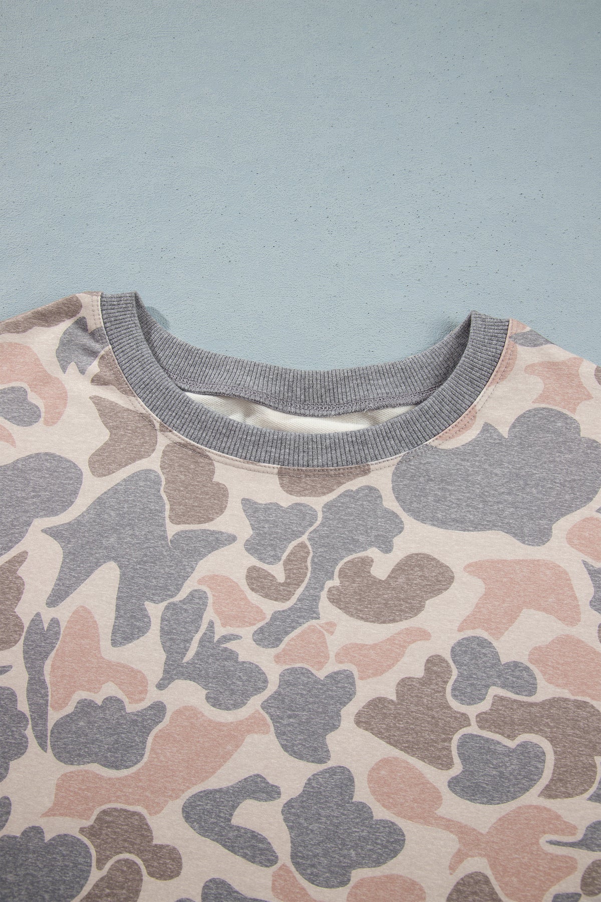 Multicolour Camouflage Long-Sleeve Round-Neck Two-Piece Plus Size Set