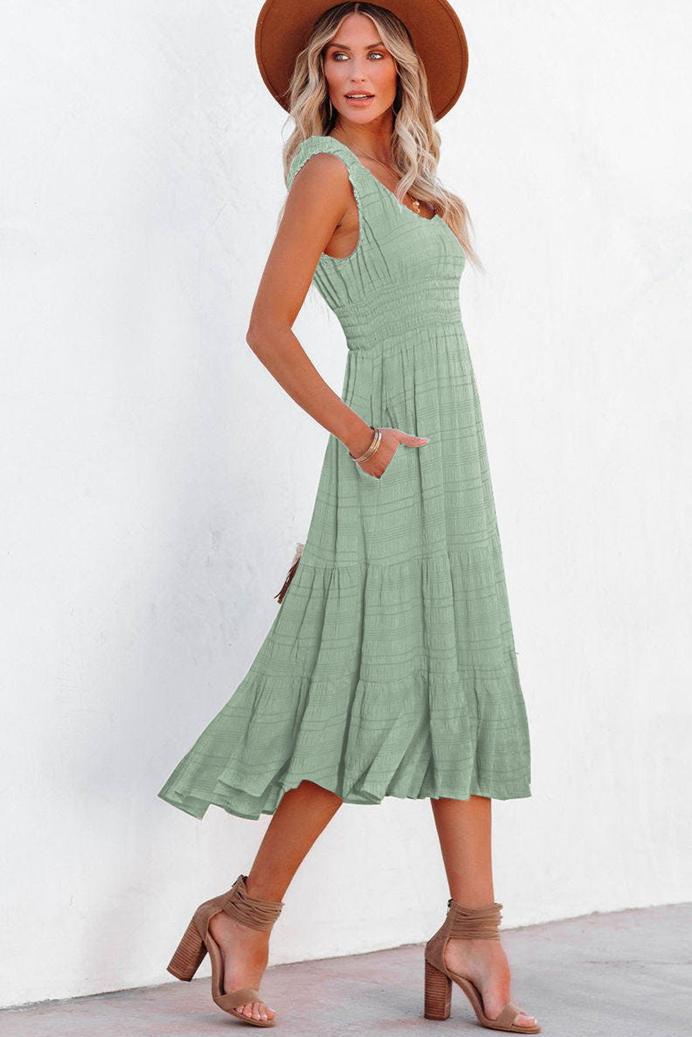 Black Square-Neck Midi Dress