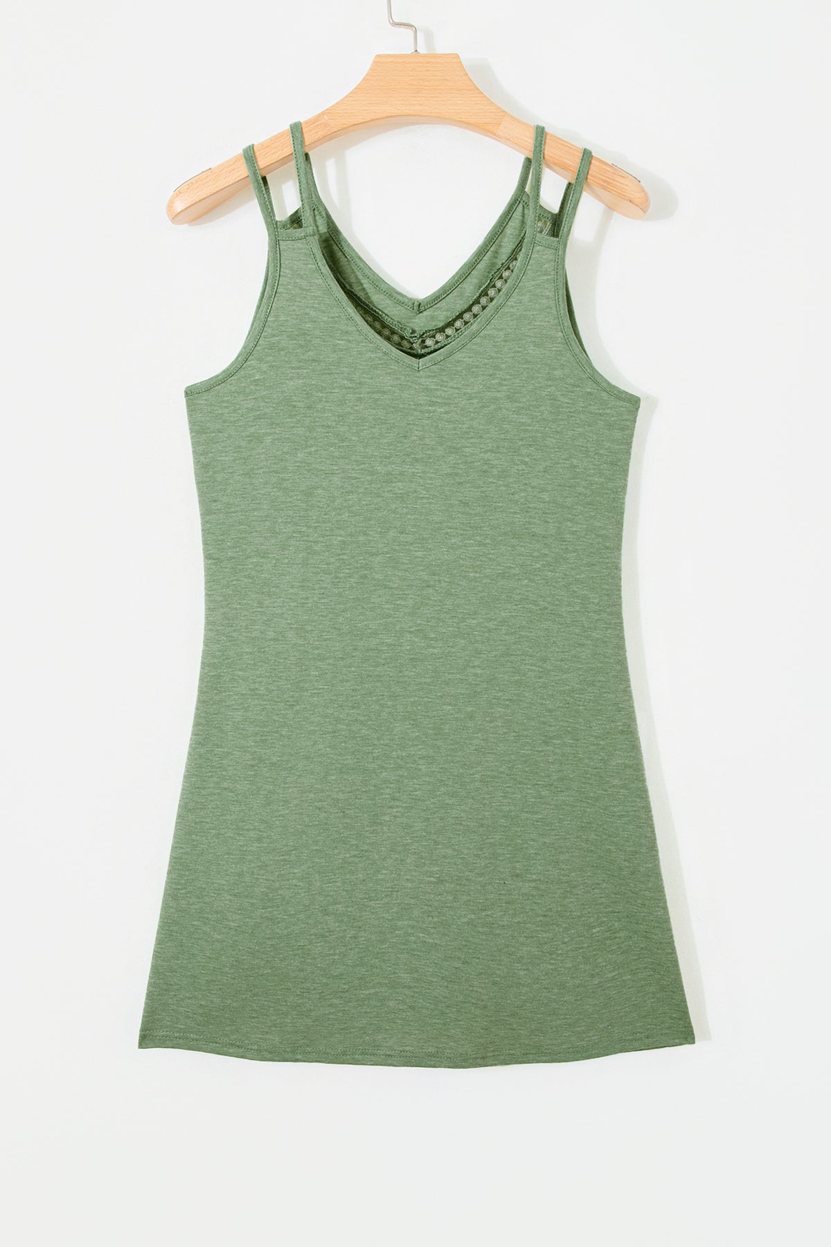 Green Lace V-Neck Mini Dress