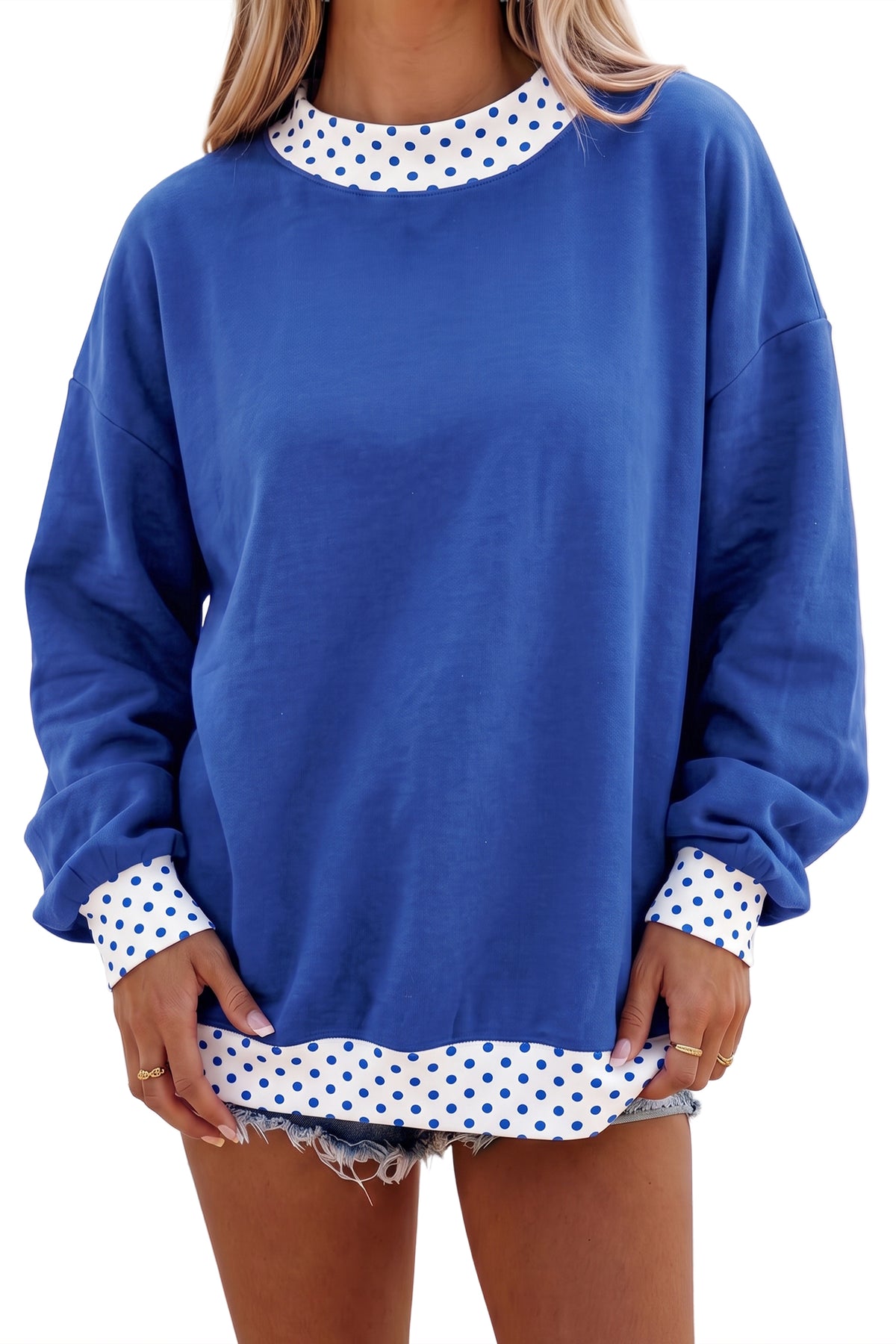 Tillandsia Purple Polka Dot Oversized Sweatshirt