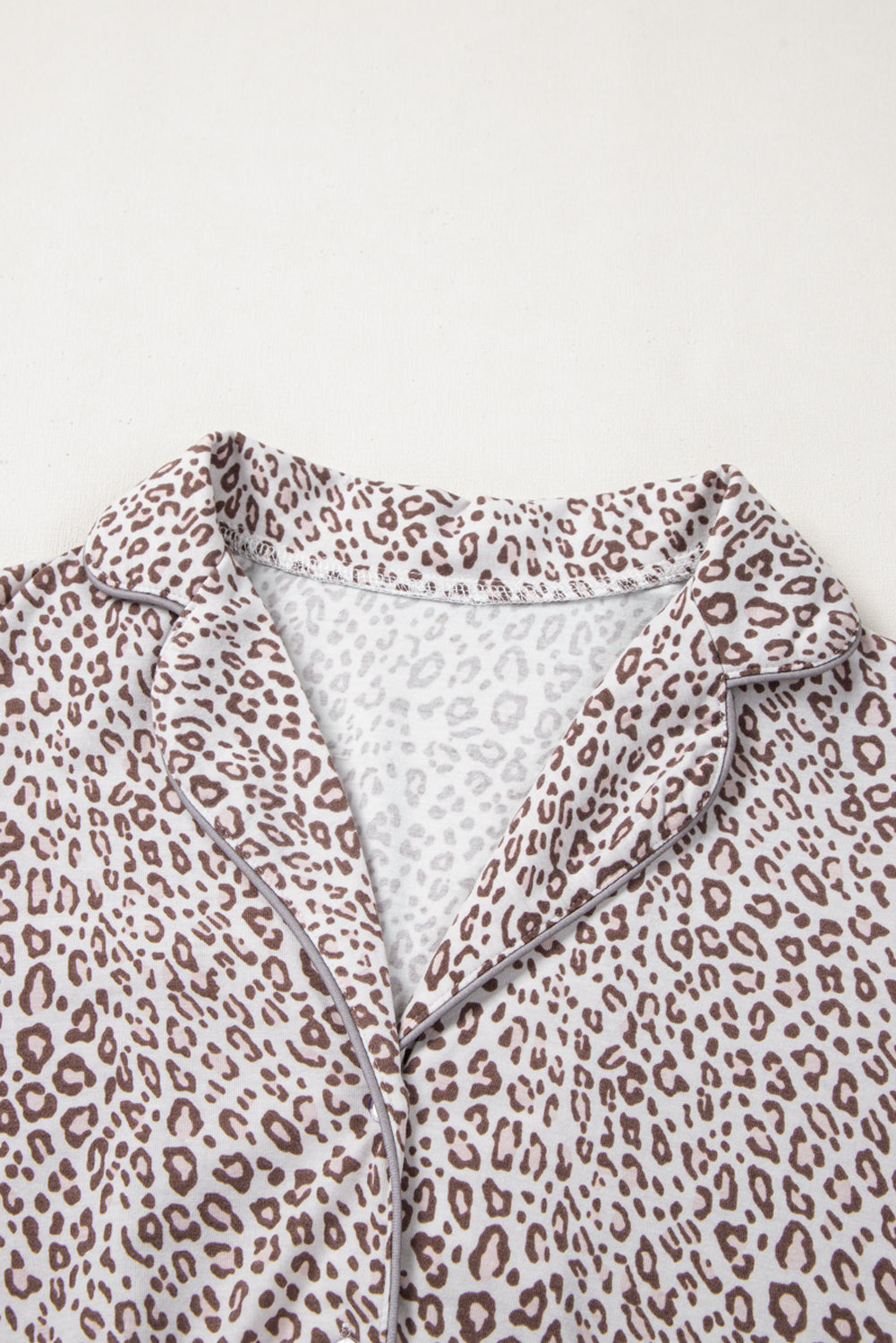 White Leopard Print Long Sleeve and Pants Pajama Set