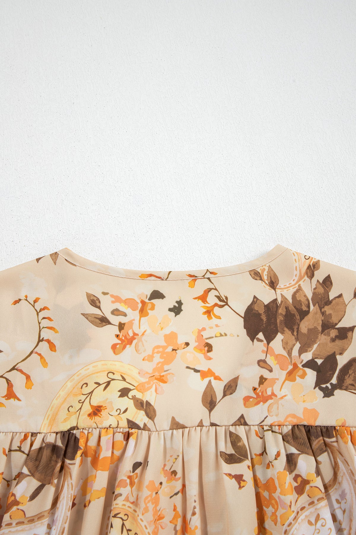 Khaki Paisley Print Decorative Binding Tape V Blouse