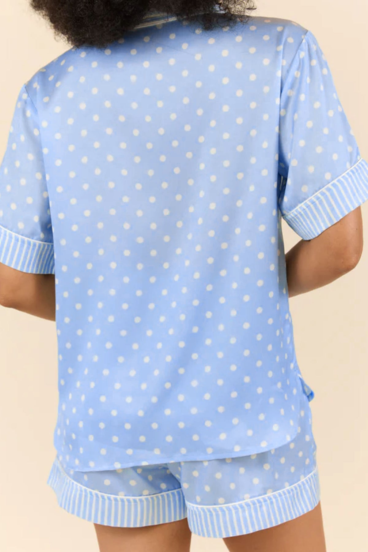 Sky Blue Dotted Print Soft Short Pajama Set
