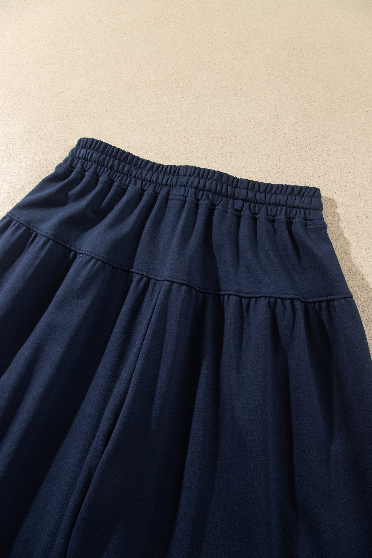 Dirty blue Elastic Waist Drawstring Wide Leg Full-Length Pants