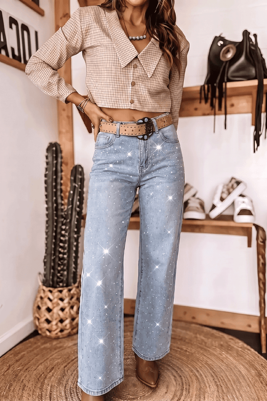Beau Blue Sparkle Western Casual Shift Jeans