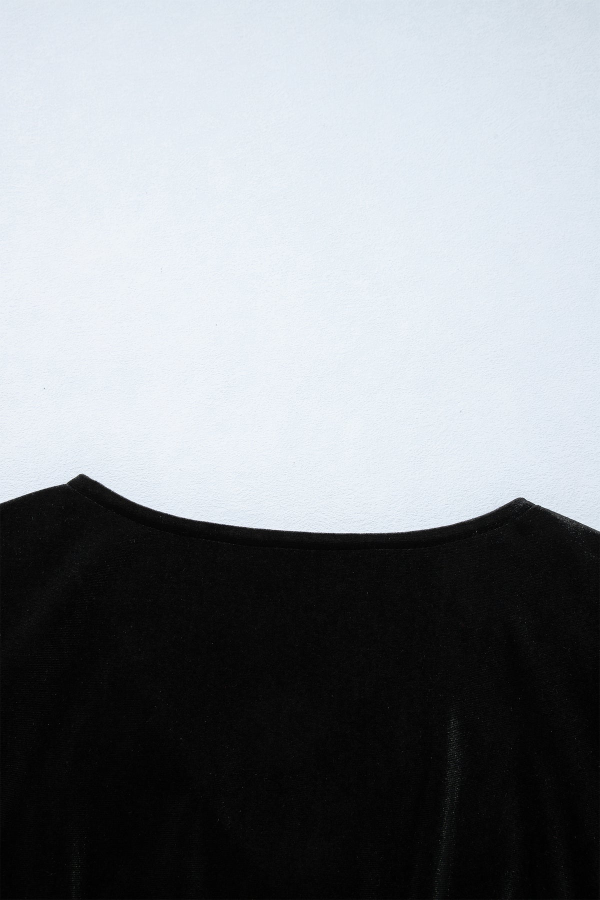 Black V Neck Bow Decoration Peplum Hem Short Sleeve Blouse