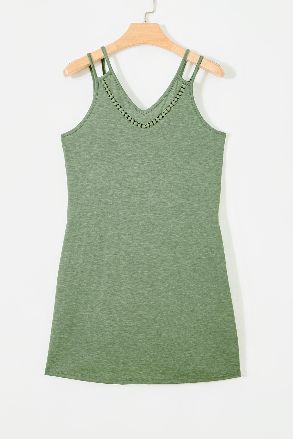Green Lace V-Neck Mini Dress