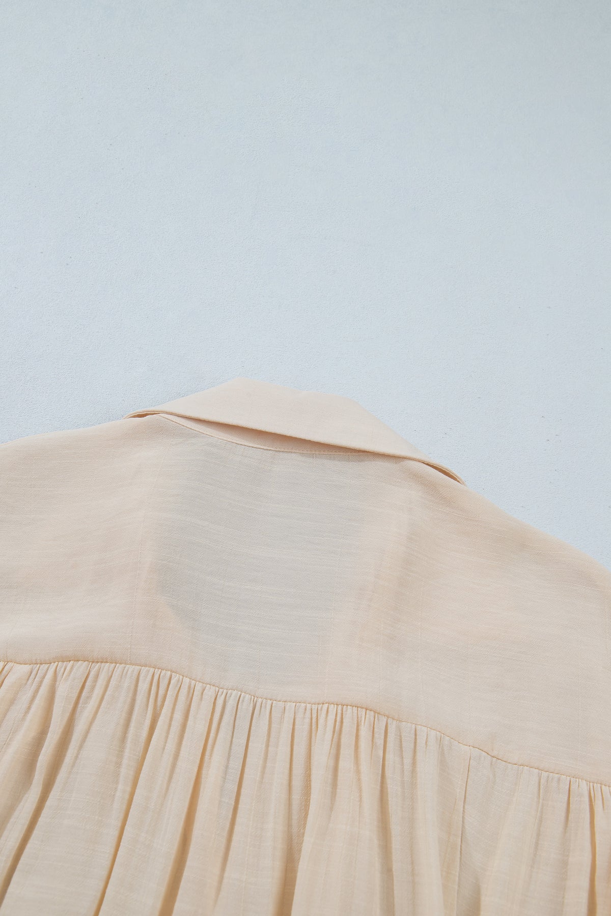 Oatmeal Sheer Lace Splicing Detail Bracelet Sleeve Flowy Shirt