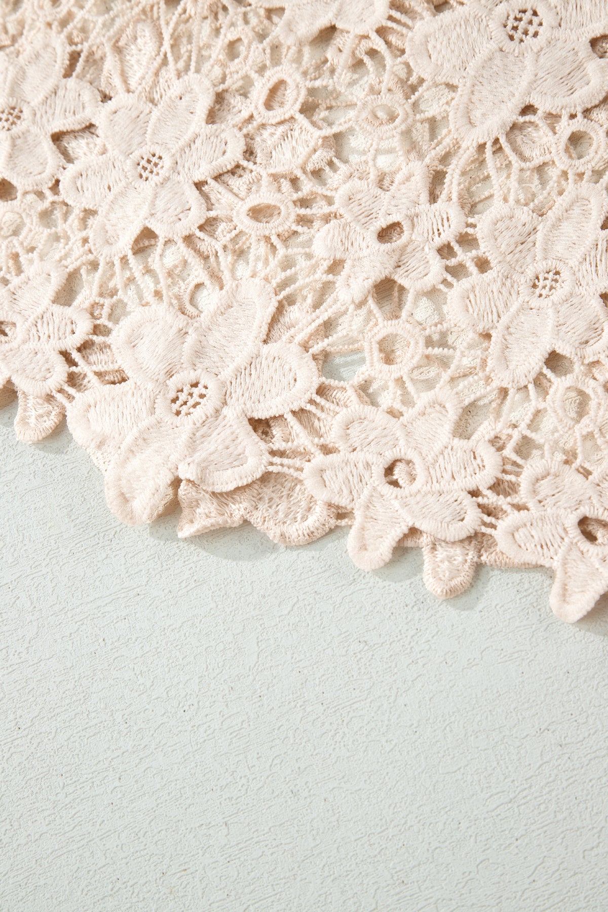 Beige Sheer Hollowed Floral Lace Hem Patchwork Halter Summer Dress