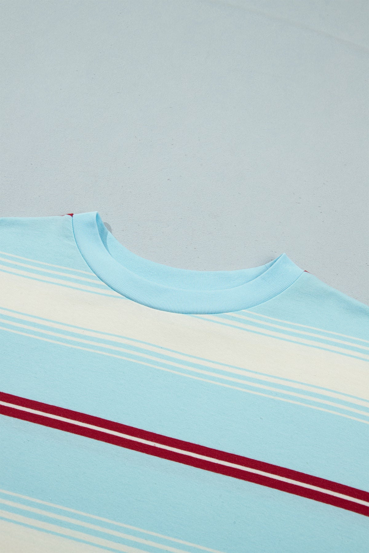 Sky Blue Stripe Striped Patchwork Pullover Top