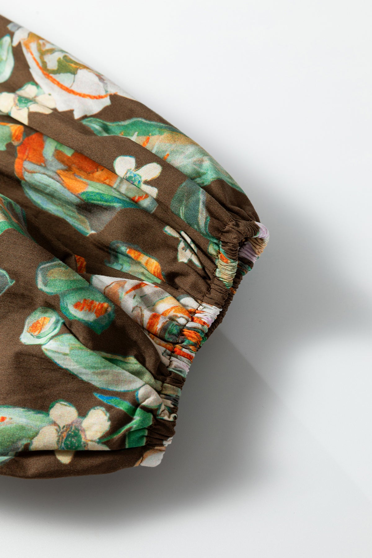 Brown Floral Print V Neck Pocketed Long Sleeve Mini Dress