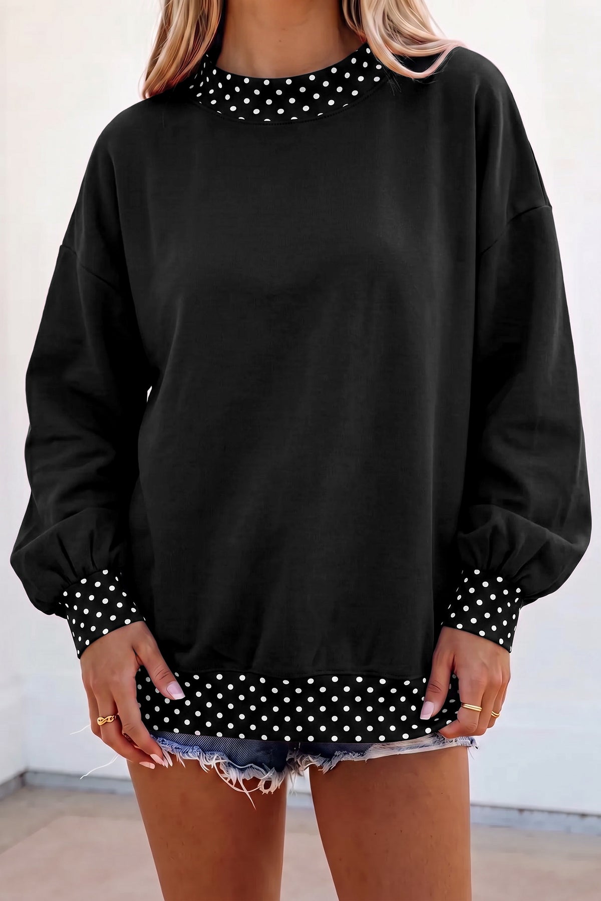 Tillandsia Purple Polka Dot Oversized Sweatshirt