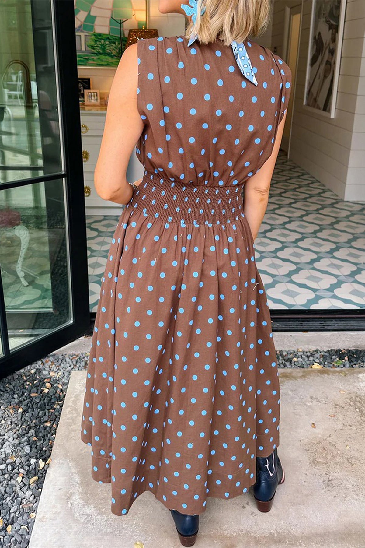 Black Polka Dot V-Neck Maxi Dress