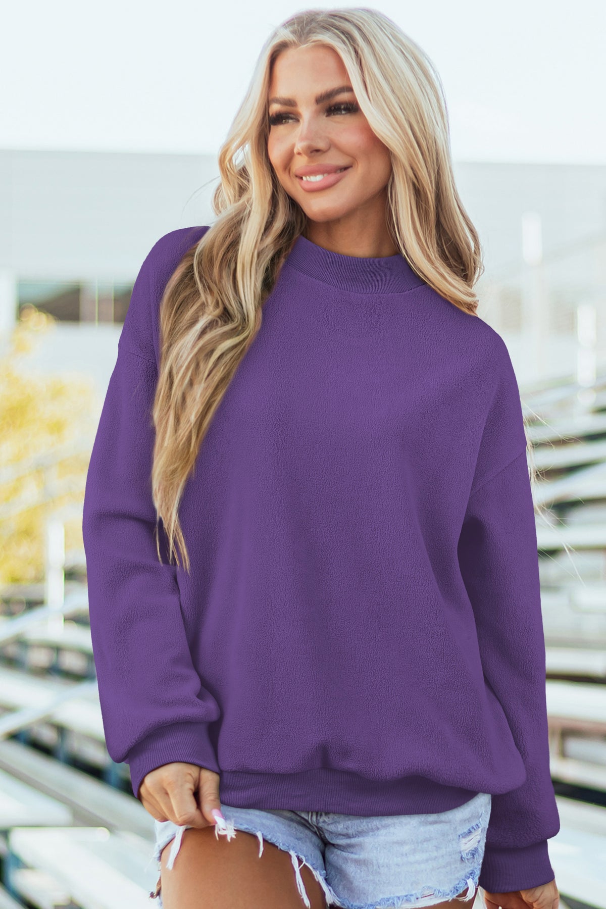 Bluing Oversize Reversible Mock Neck Sweatshirt