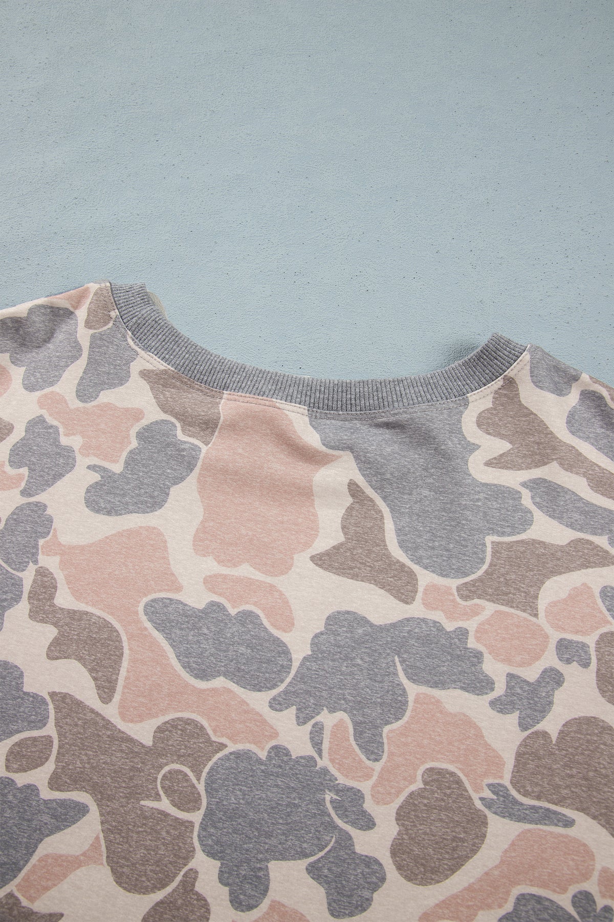 Multicolour Camouflage Long-Sleeve Round-Neck Two-Piece Plus Size Set