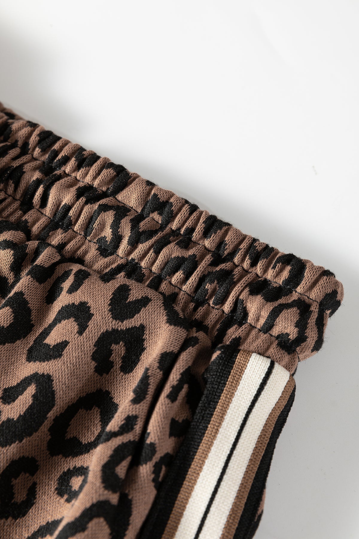 Women's Khaki Leopard Print Quarter Zip Long-Sleeve Top Mini Skort Set