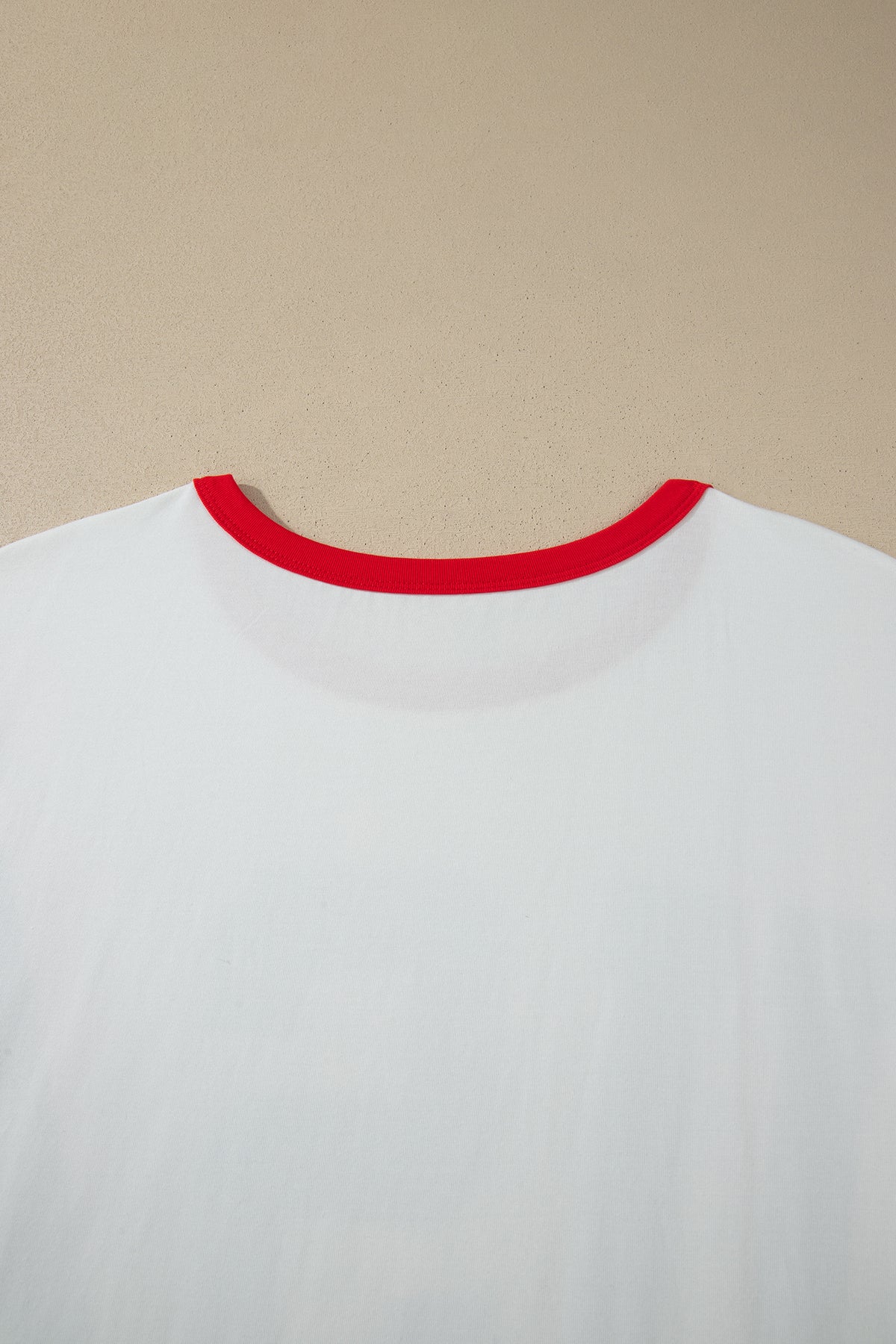 White Retro USA Striped Trim Short-Sleeve Plus Size Tee
