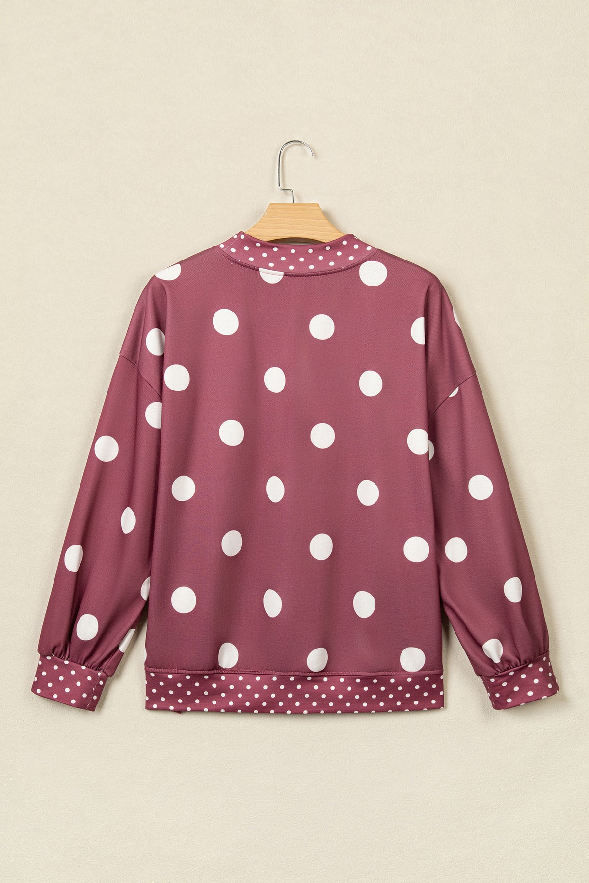 Red Polka Dot Print Contrast Oversized Tunic Sweatshirt