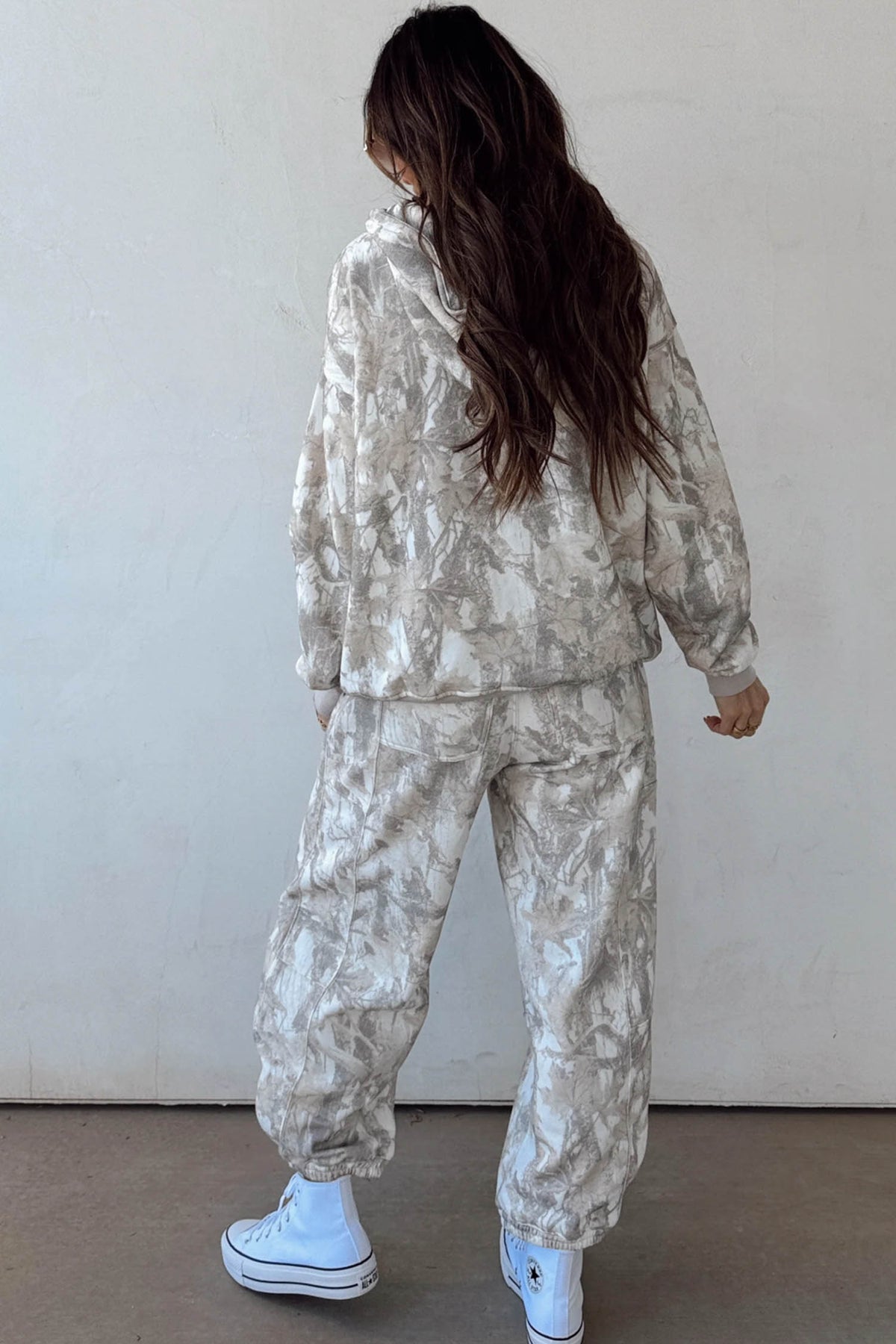 Women's Multicolour Abstract Print Long-Sleeve Elastic Waist Pants Set