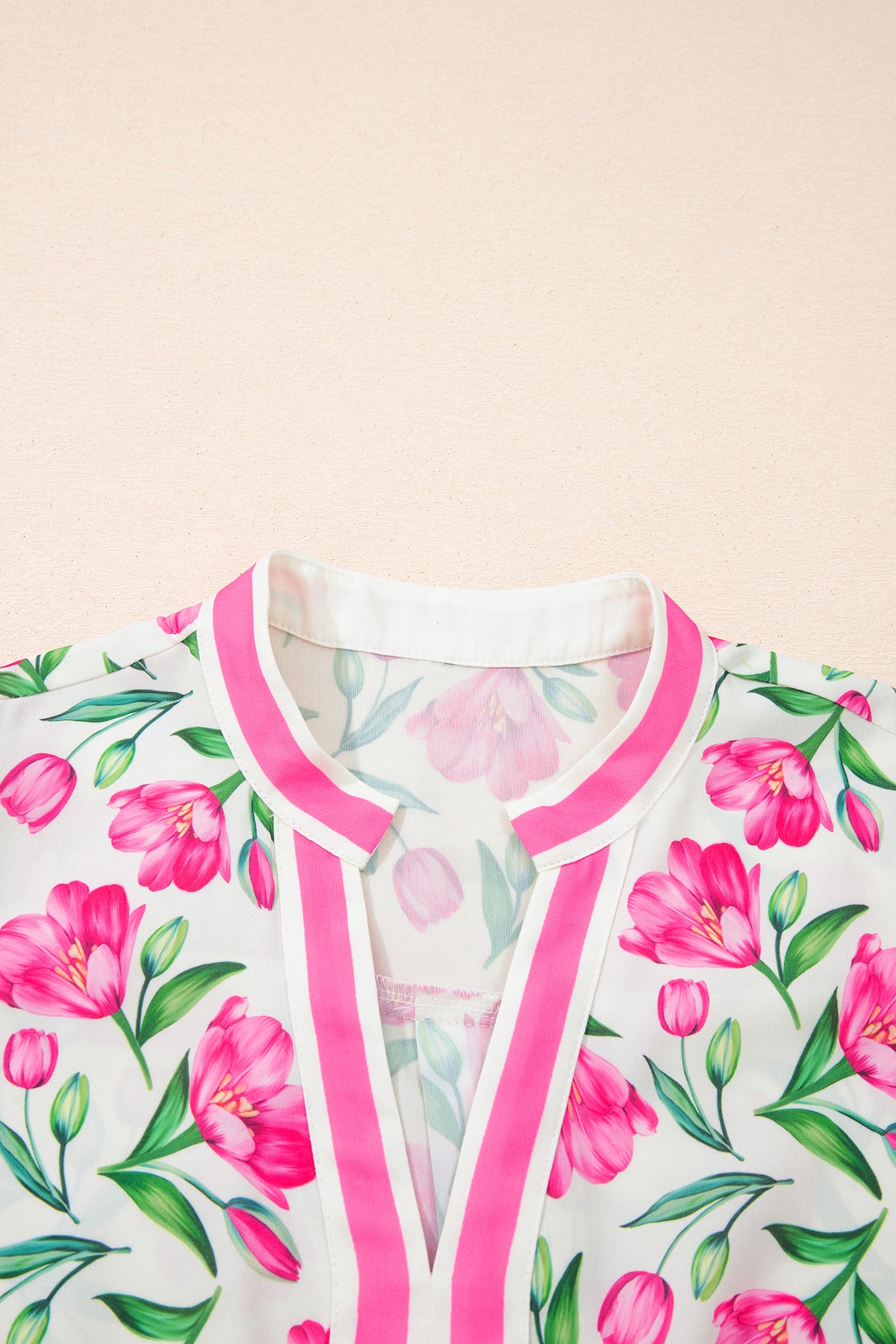 Multicolour Floral Print Striped Color Block Trim Short Dress