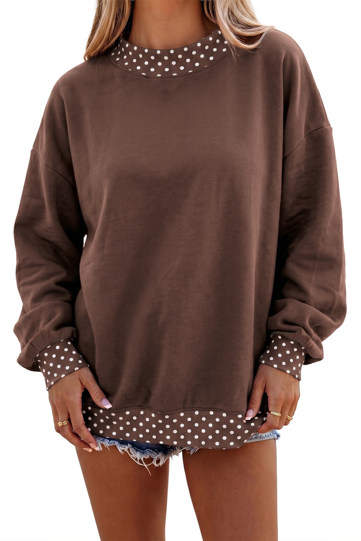 Tillandsia Purple Polka Dot Oversized Sweatshirt