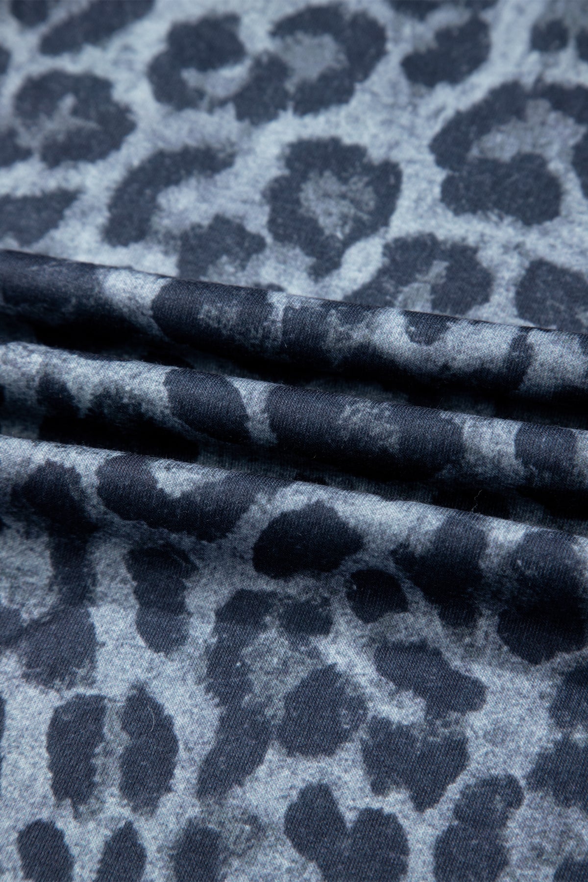 Gray Wild Leopard Print Frilled Drawstring Wide Leg Pants