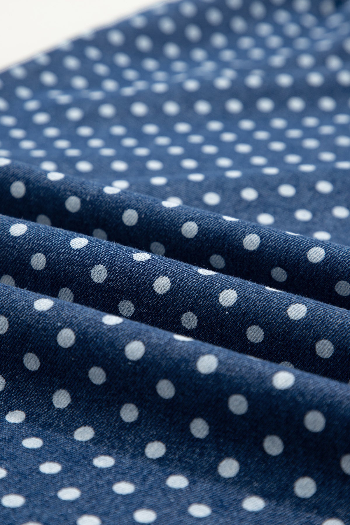 Sky Blue Polka Dot Print Button Pleated Wide Leg Jeans