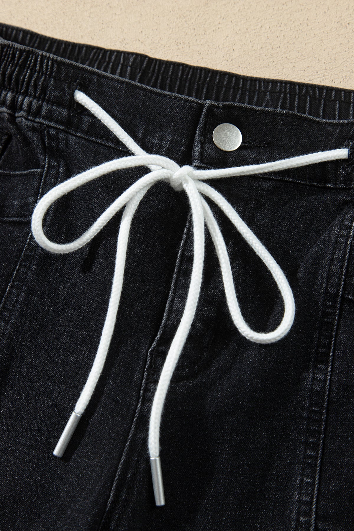 Ashleigh Blue Drawstring Waist Ankle Length Jeans Pocket Denim Pants