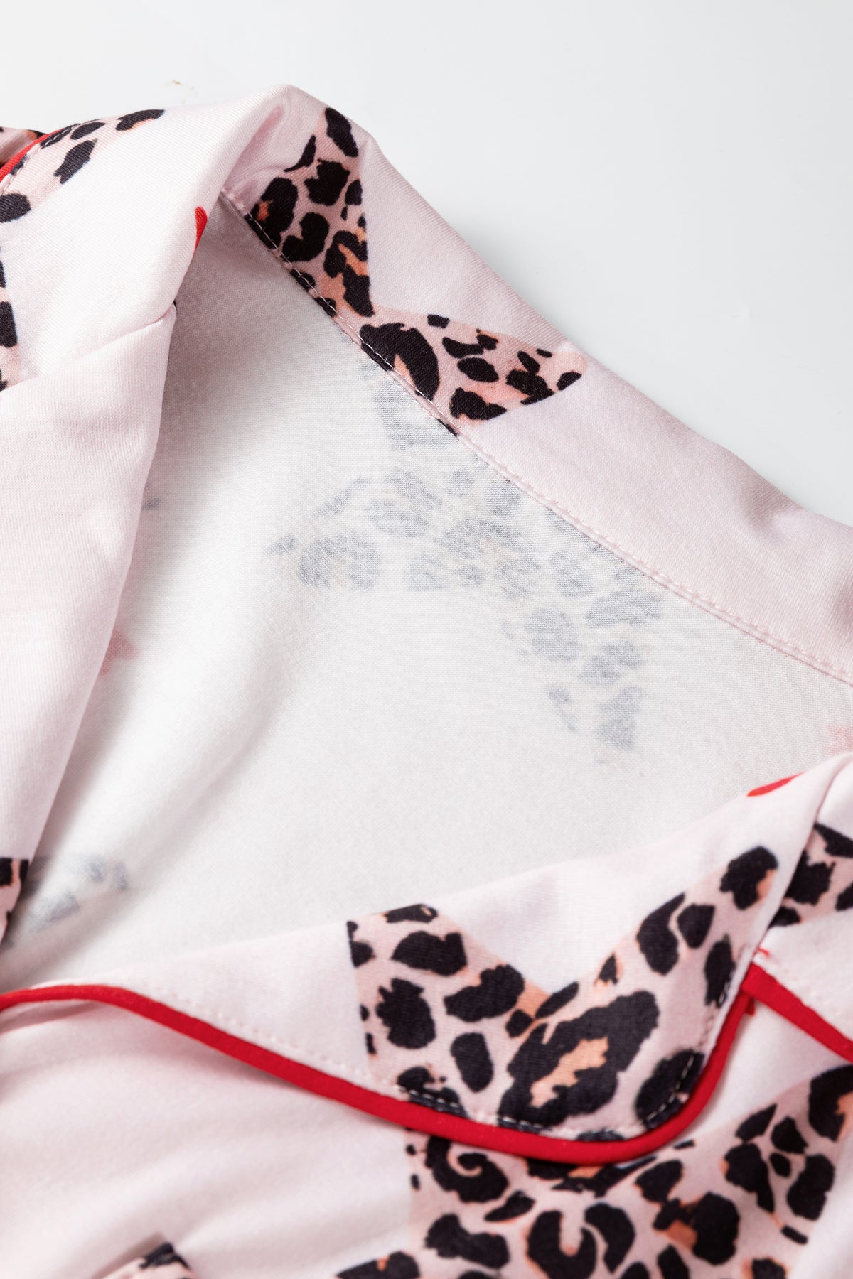 White Leopard Star Ribbon Bow Print Short Pajama Set