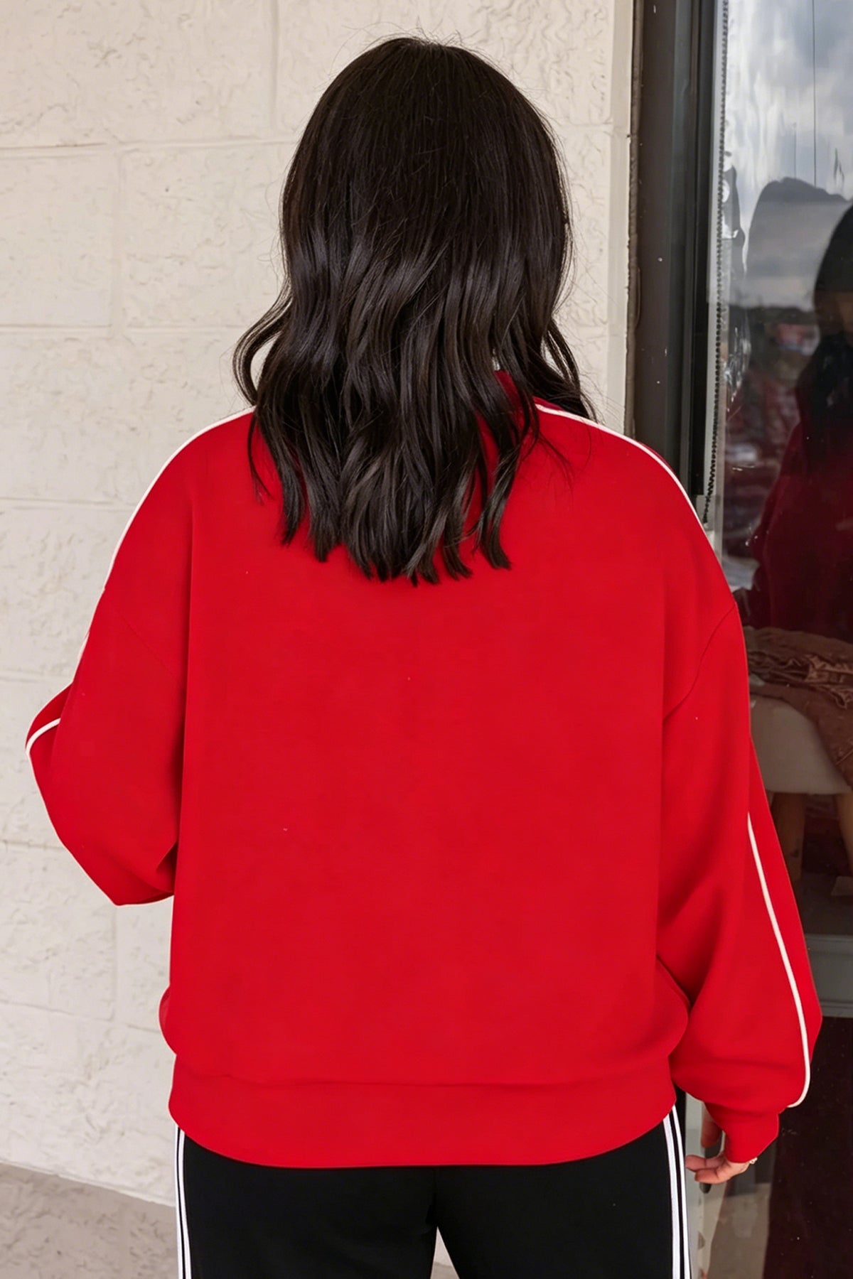Fiery Red Stand Neck Regular Fit Sweatshirt