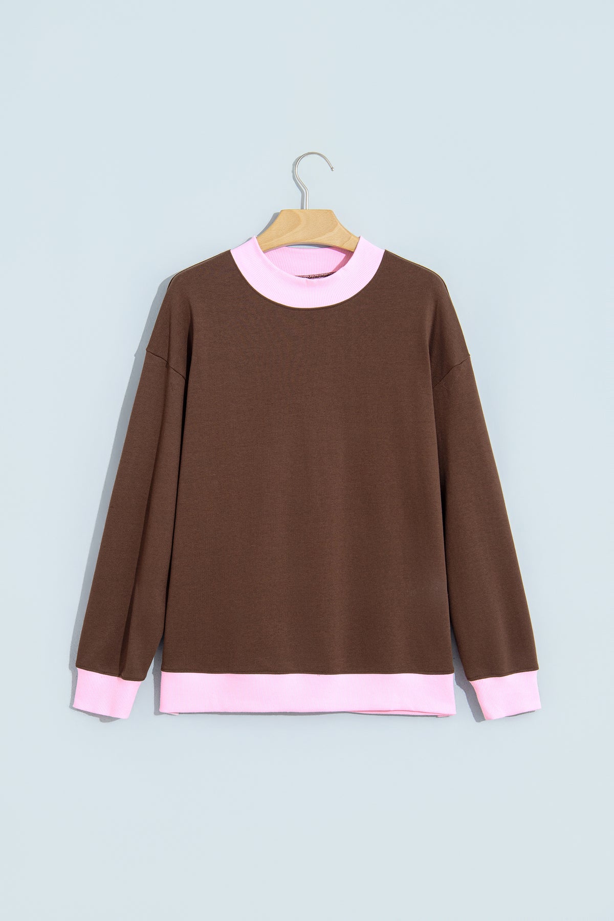 Dirty blue Colorblock Trim Crewneck Sweatshirt