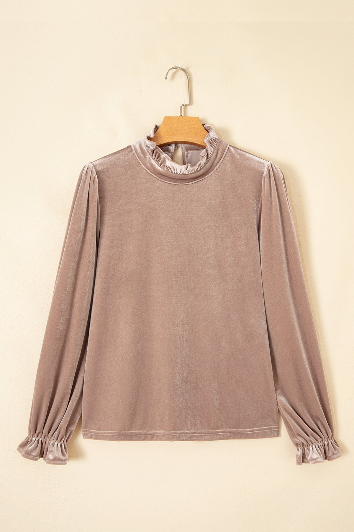 Smoke Gray Western Style Stand Neck Velvet Top