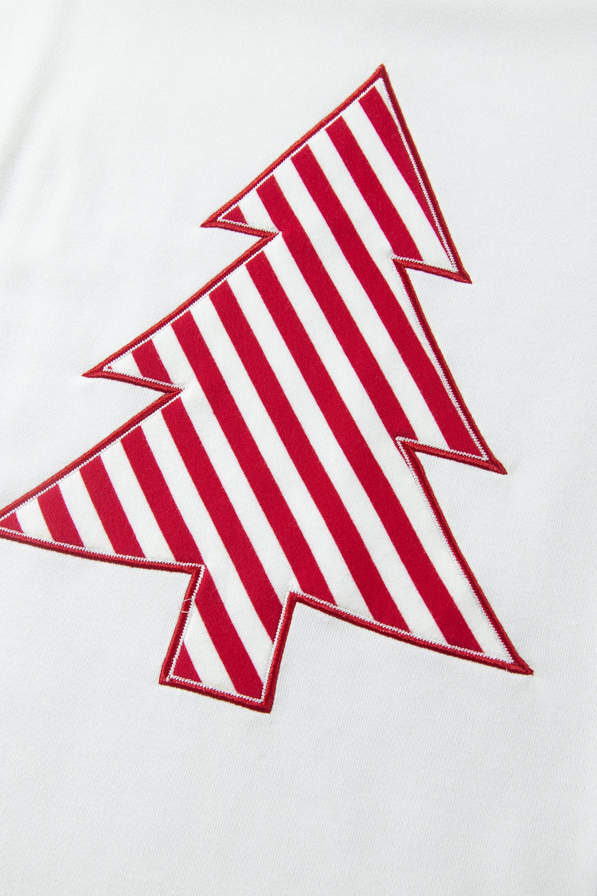 White Striped Contrast Christmas Tree Puff Sleeve Top