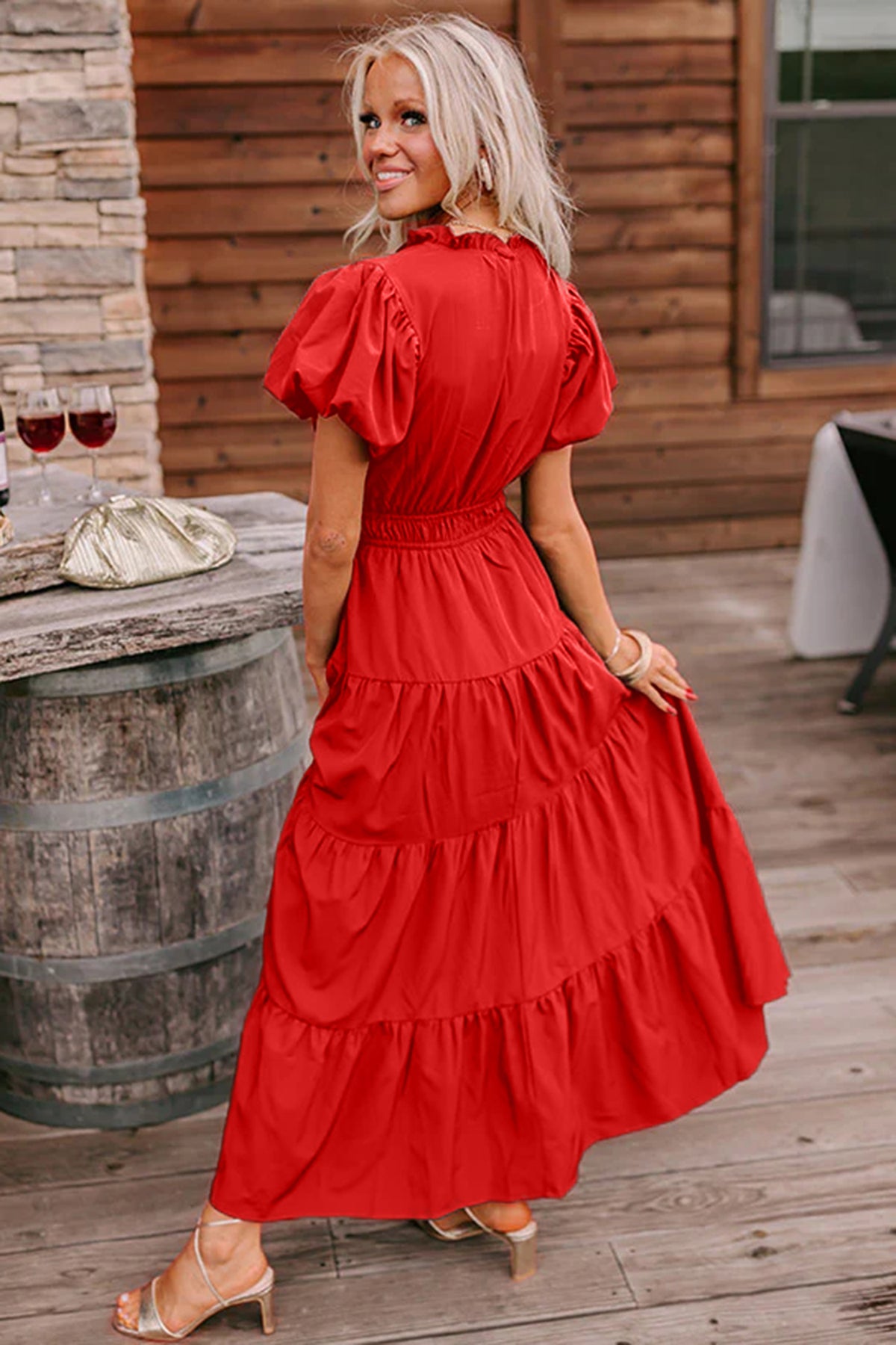 Green V-Neck Maxi Dress