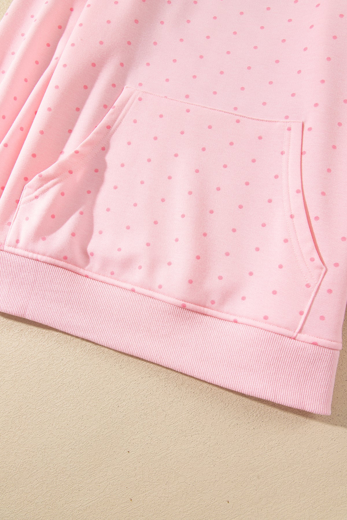 Pink Polka Dot Printed Oversized Hoodie Casual Shorts Set