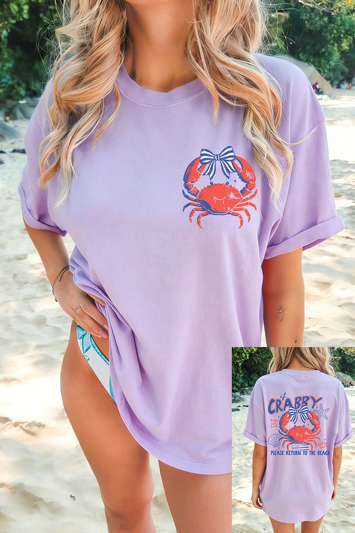 Orchid Petal CRABBY Beach Day Graphic T-Shirt