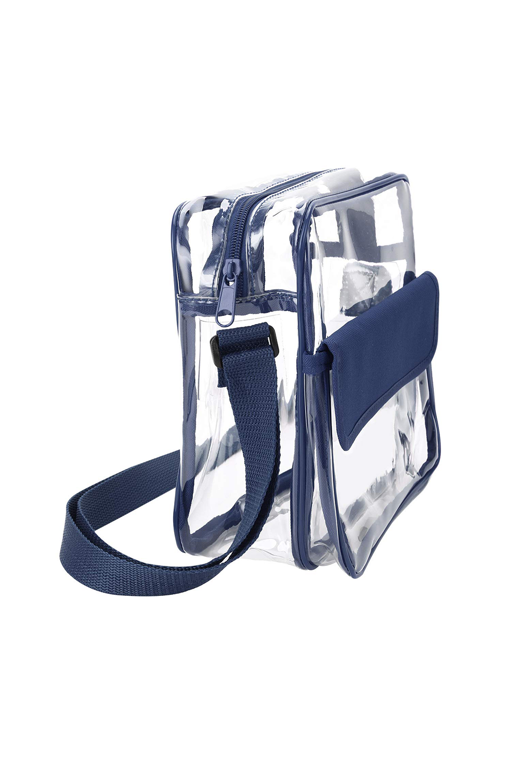 Dark Blue PVC Patchwork Adjustable Strap Square Crossbody Bag